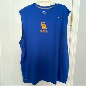 Nike 2XL Dri-Fit Blue Delaware Basketball Sleeveless Shirt